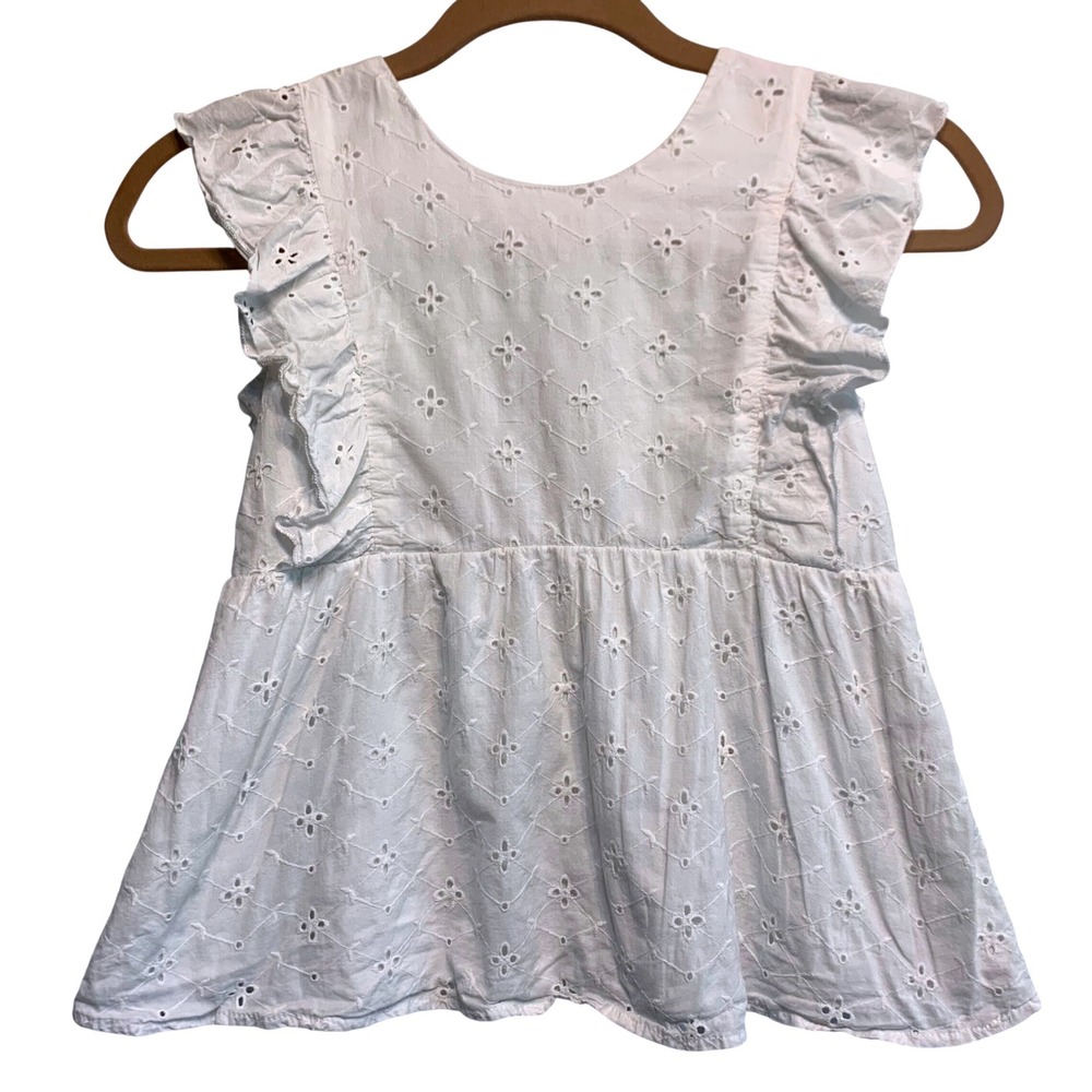 Speechless Kids Eyelet Ruffle Top Size Medium White Babydoll Cotton Cute Girly